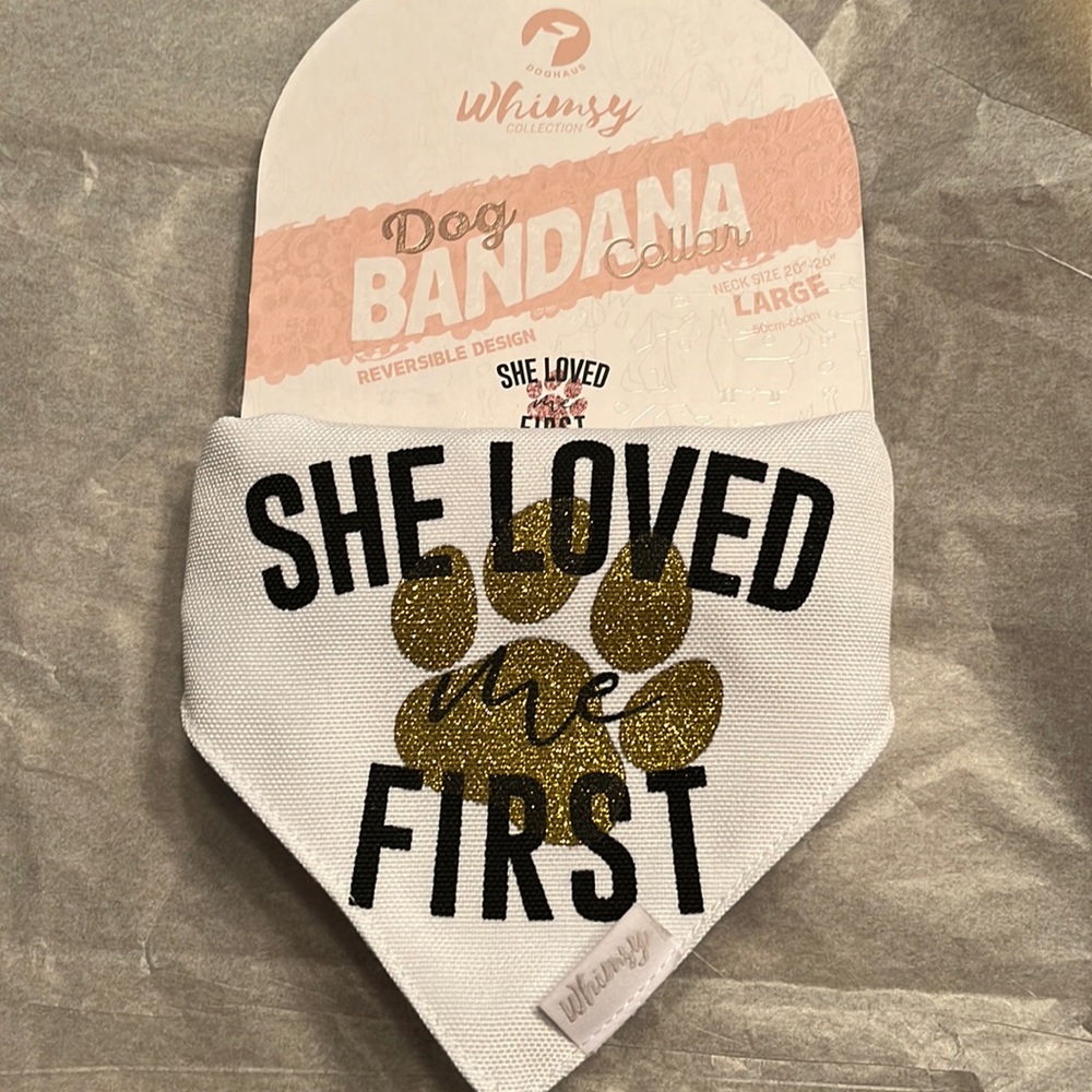 🔥🔥🔥She loved me first dog collar with bandanna attached size Large